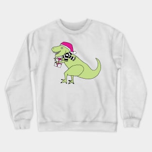 Pink Christmas T-Rex Crewneck Sweatshirt